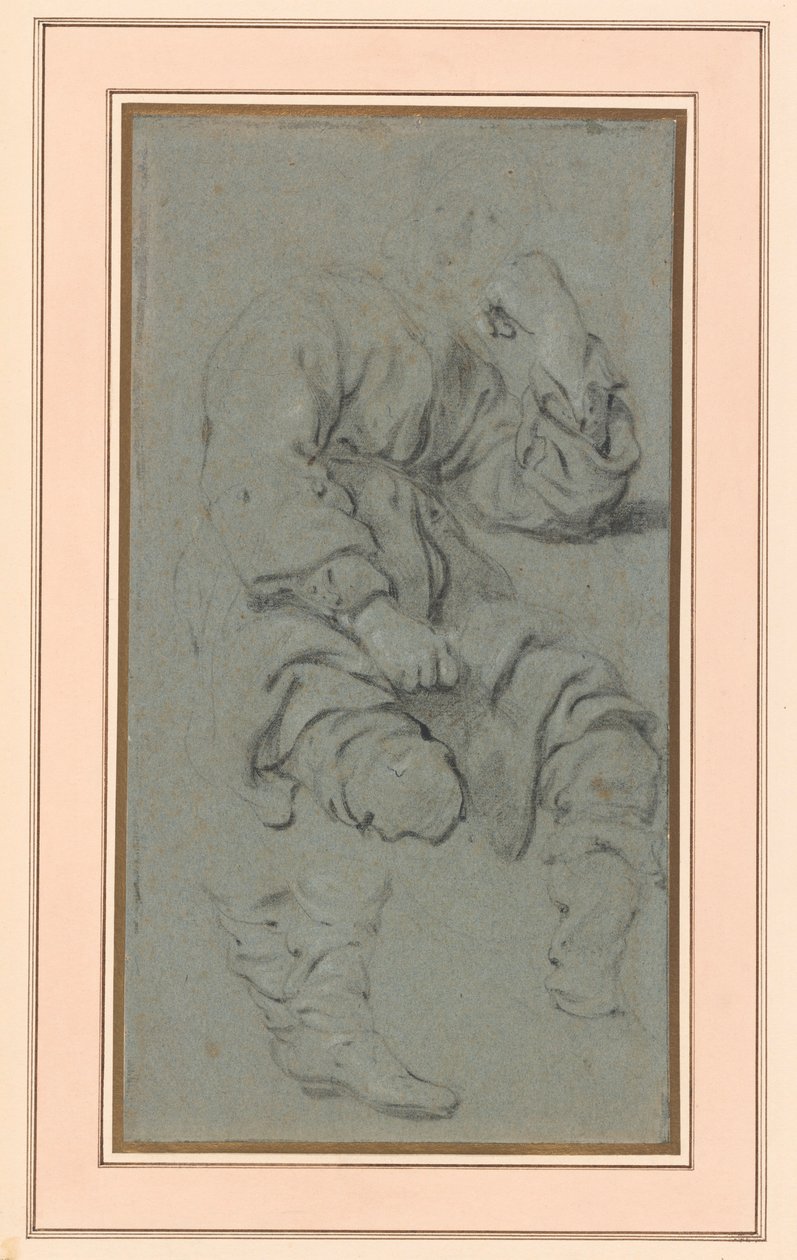 Estudio de un Hombre Sentado, para una figura del cuadro del Profeta Eliseo y la Sunamita en el Monte Carmelo (Museo Nacional, Varsovia inv. M.Ob.551 MNW) de Gerbrand van den Eeckhout