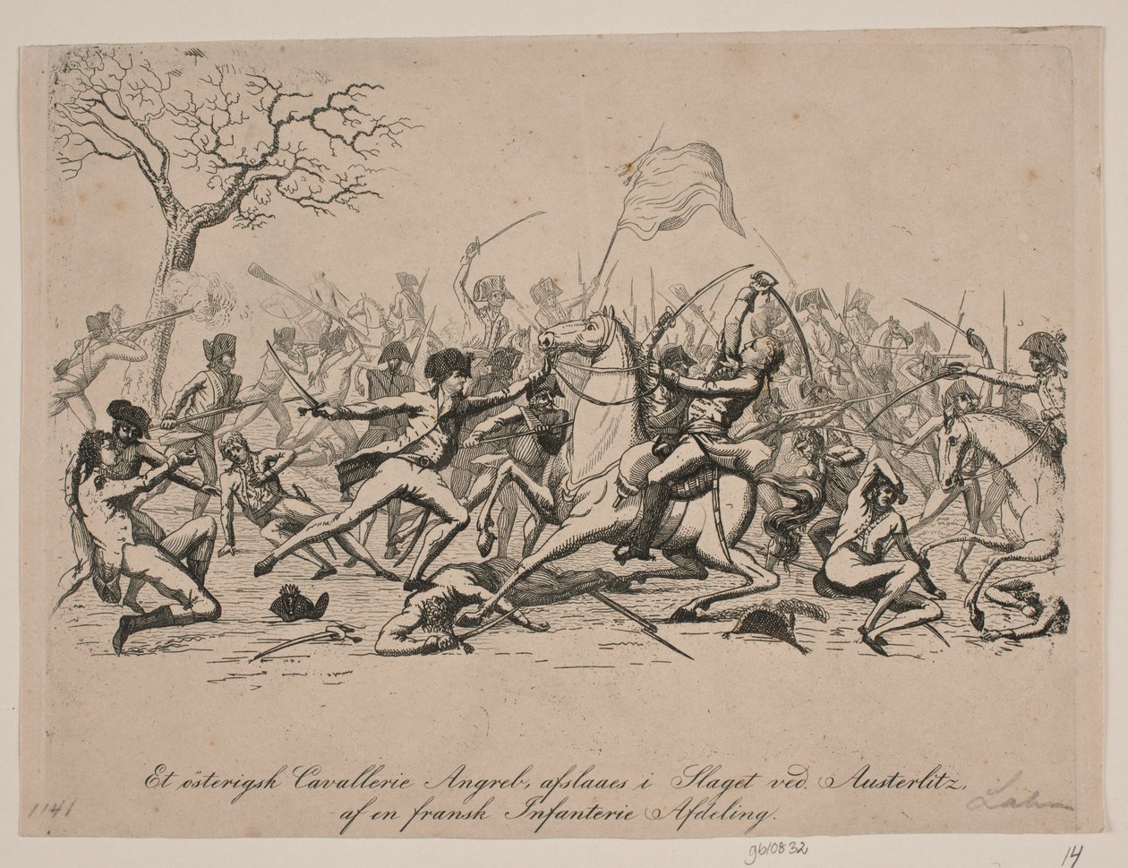 Un ataque de caballería austriaca rechazado en la batalla de Austerlitz de Gerhard Ludvig Lahde