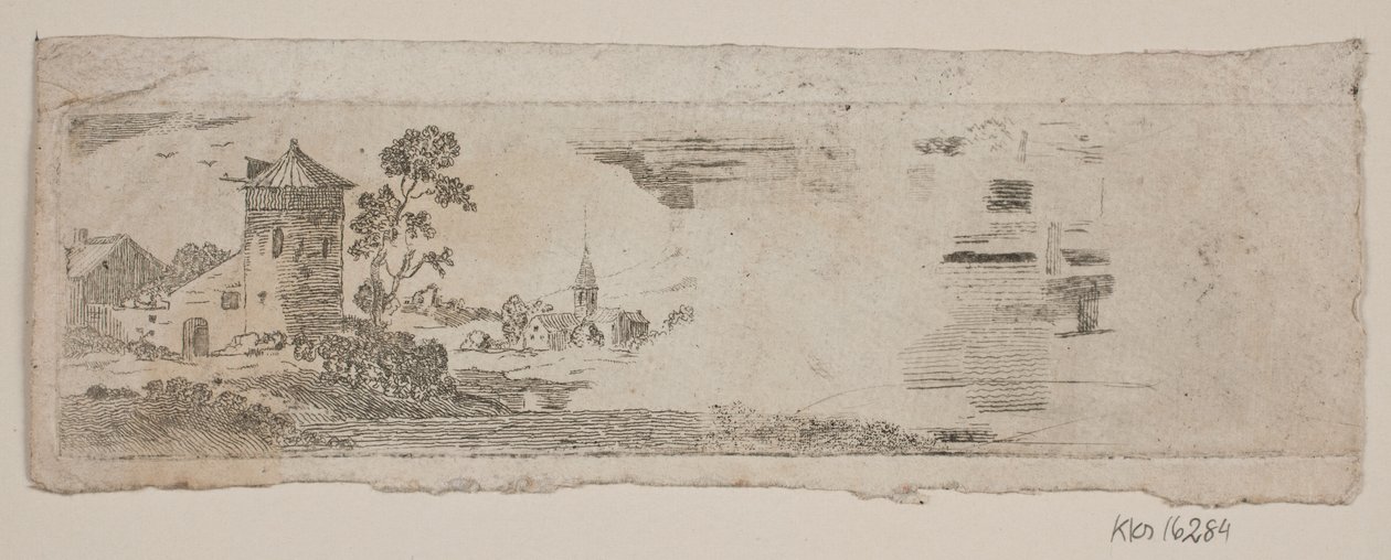Muestra de paisaje con castillo e iglesia de Gerhard Ludvig Lahde
