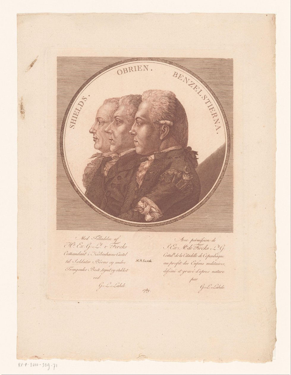 Retratos de Shields, Obrien y Benzelstierna de Gerhard Ludwig Lahde