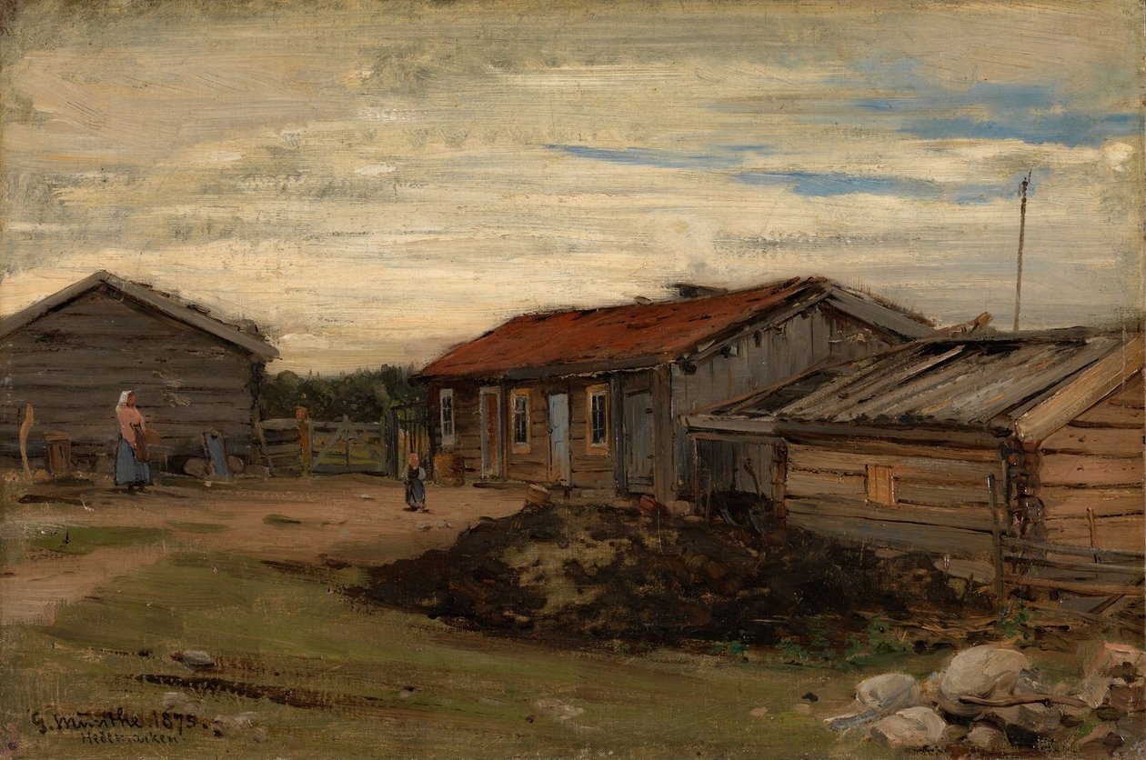 Un patio con dependencias grises de Gerhard Munthe