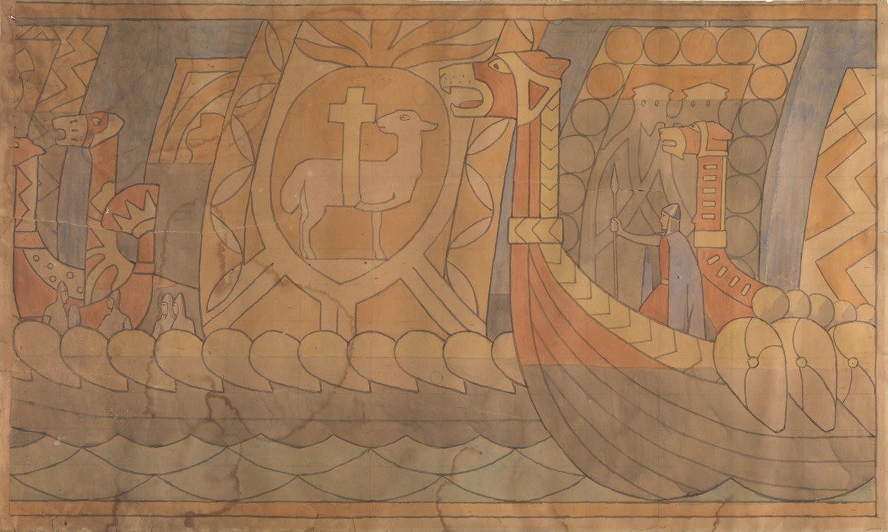 Dibujo de folklore, 1895-1898 de Gerhard Munthe