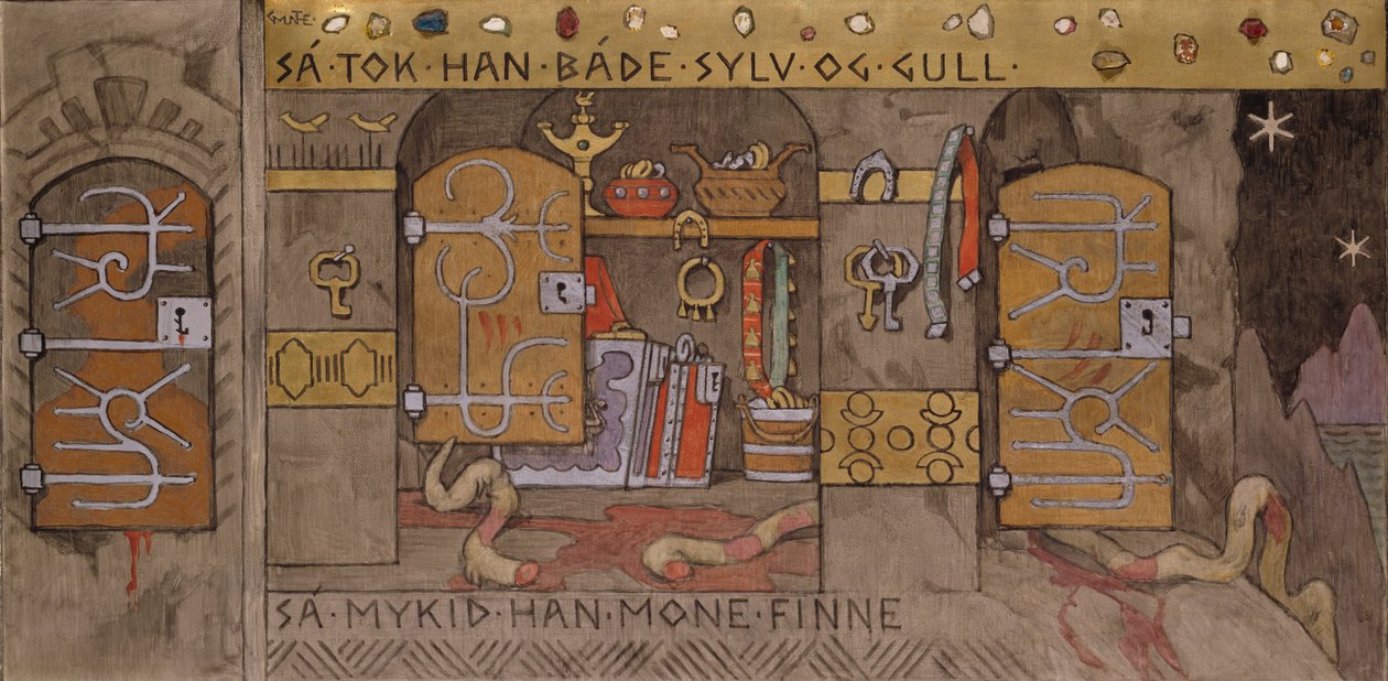 Åsmund trayendo plata y oro a casa de Gerhard Munthe