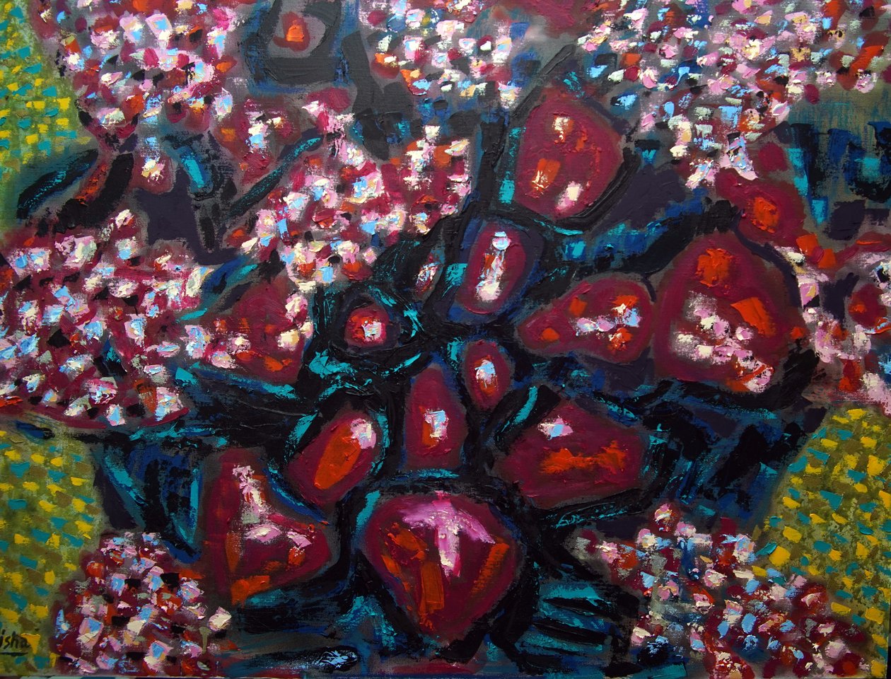Floral abstracto I, 2023 (óleo sobre lienzo) de Gerhardt Isringhaus
