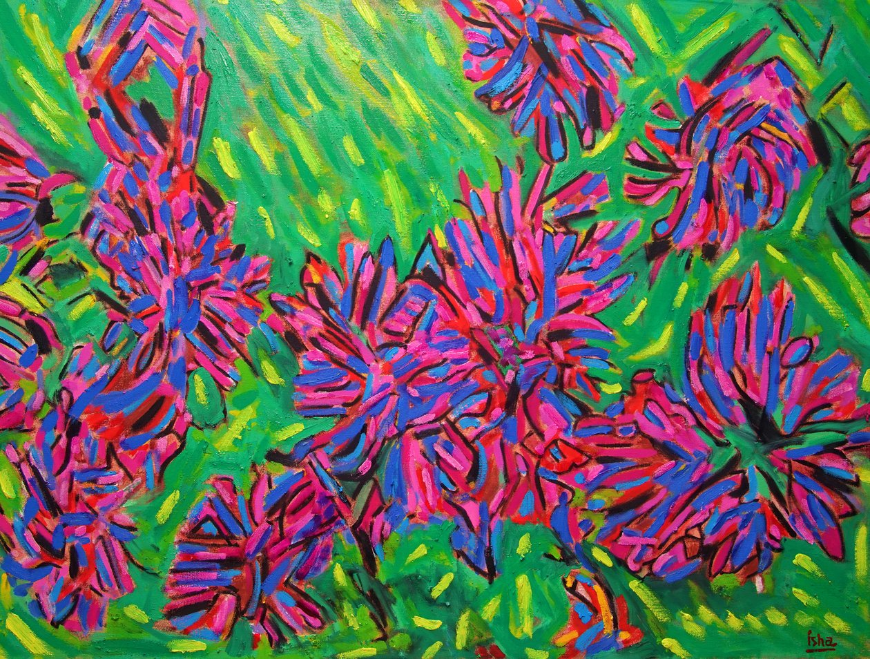Flores imaginarias abstractas, 2021 (óleo sobre lienzo) de Gerhardt Isringhaus