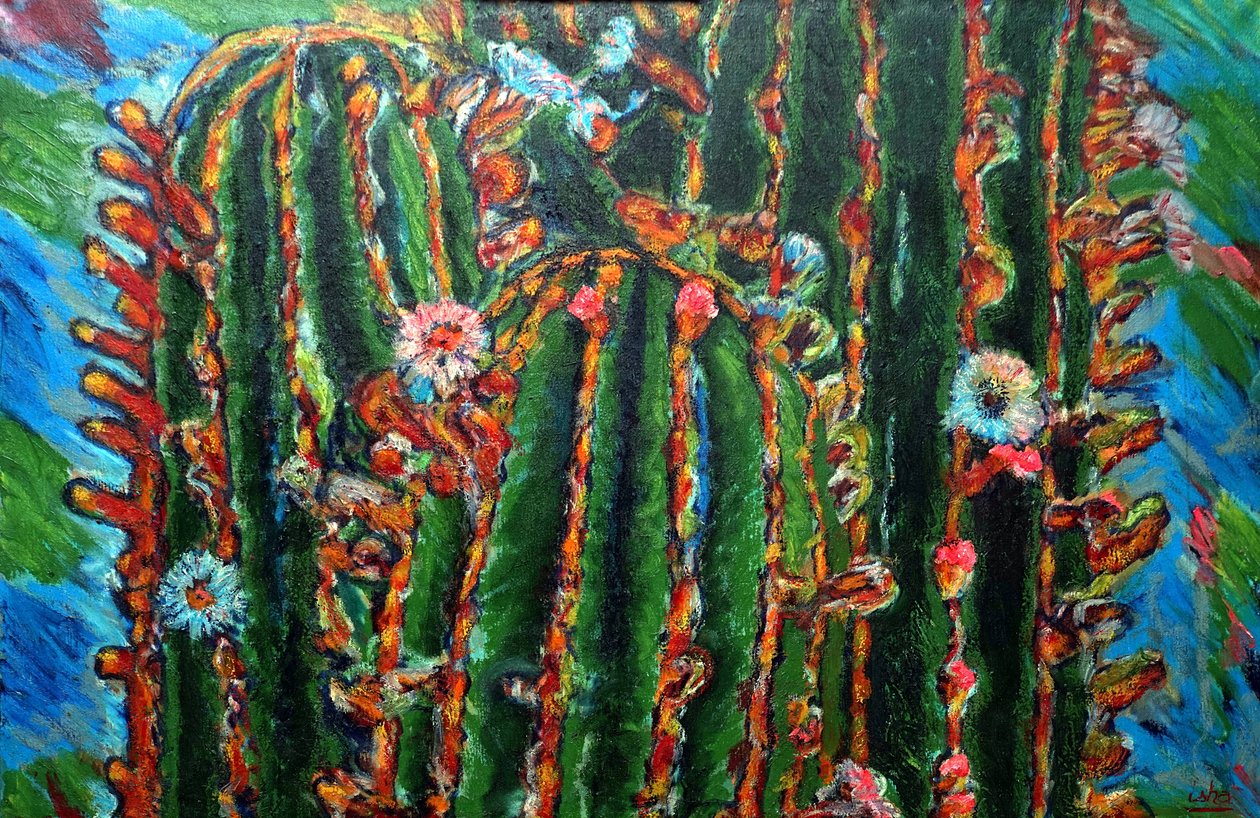 Cactus en flor, 2013 (óleo sobre lienzo) de Gerhardt Isringhaus