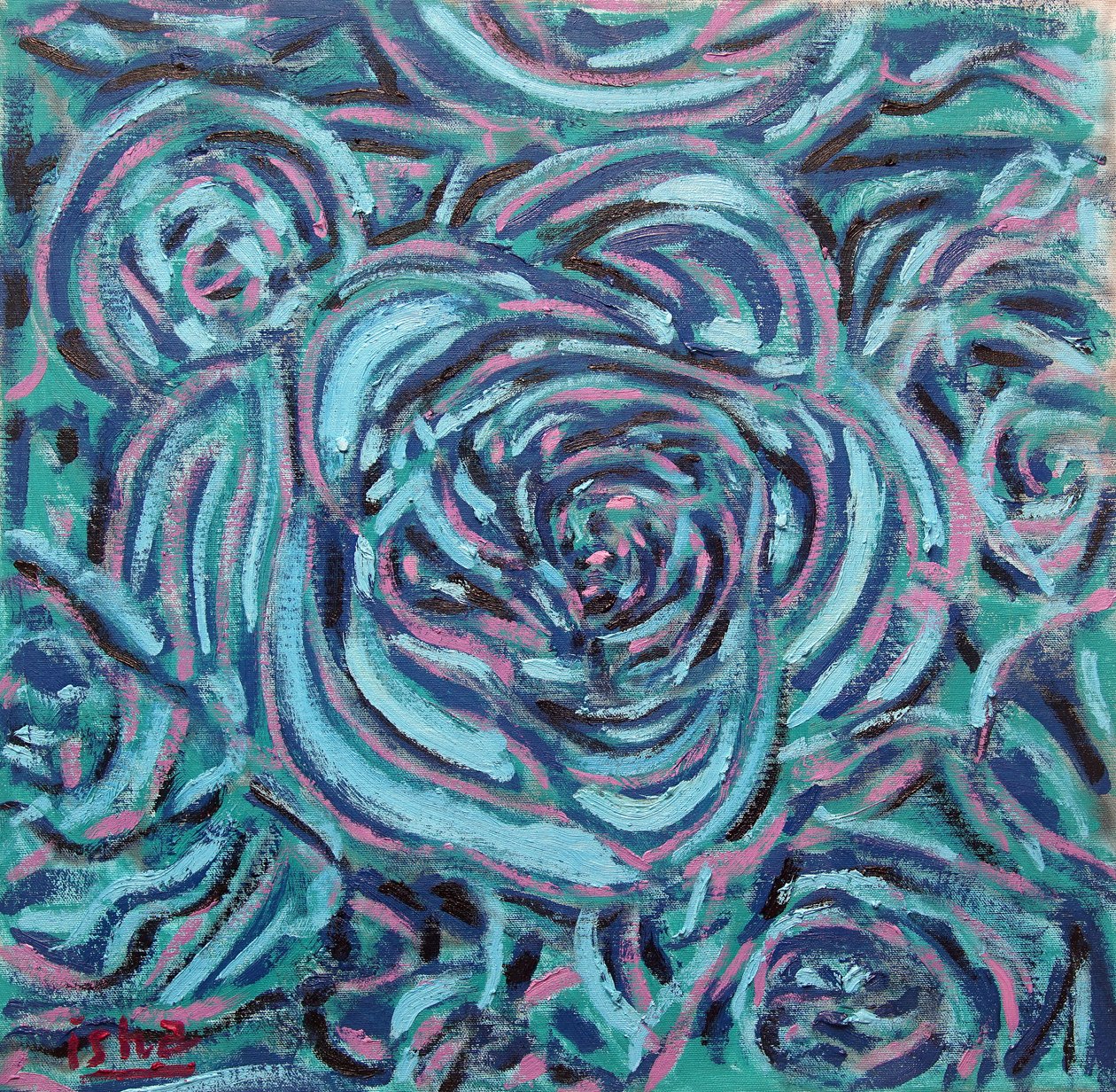 Rosas azules, 2024 (óleo sobre lienzo) de Gerhardt Isringhaus