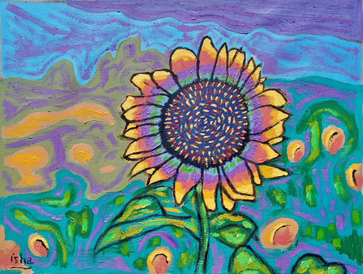Girasol alegre I, 2024 (óleo sobre lienzo) de Gerhardt Isringhaus