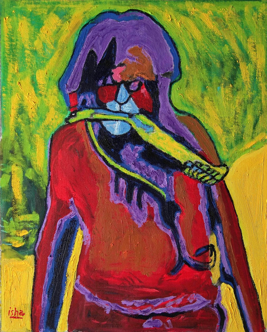 Chamán serpiente, 2020 (óleo sobre lienzo) de Gerhardt Isringhaus
