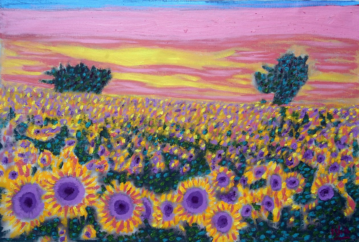 Campo de girasoles, 2024 (óleo sobre lienzo) de Gerhardt Isringhaus