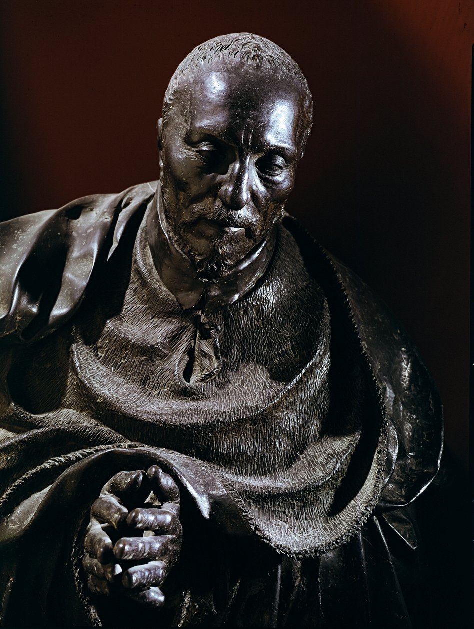 Cardenal René de Birague. Detalle de la escultura de bronce de Germain Pilon