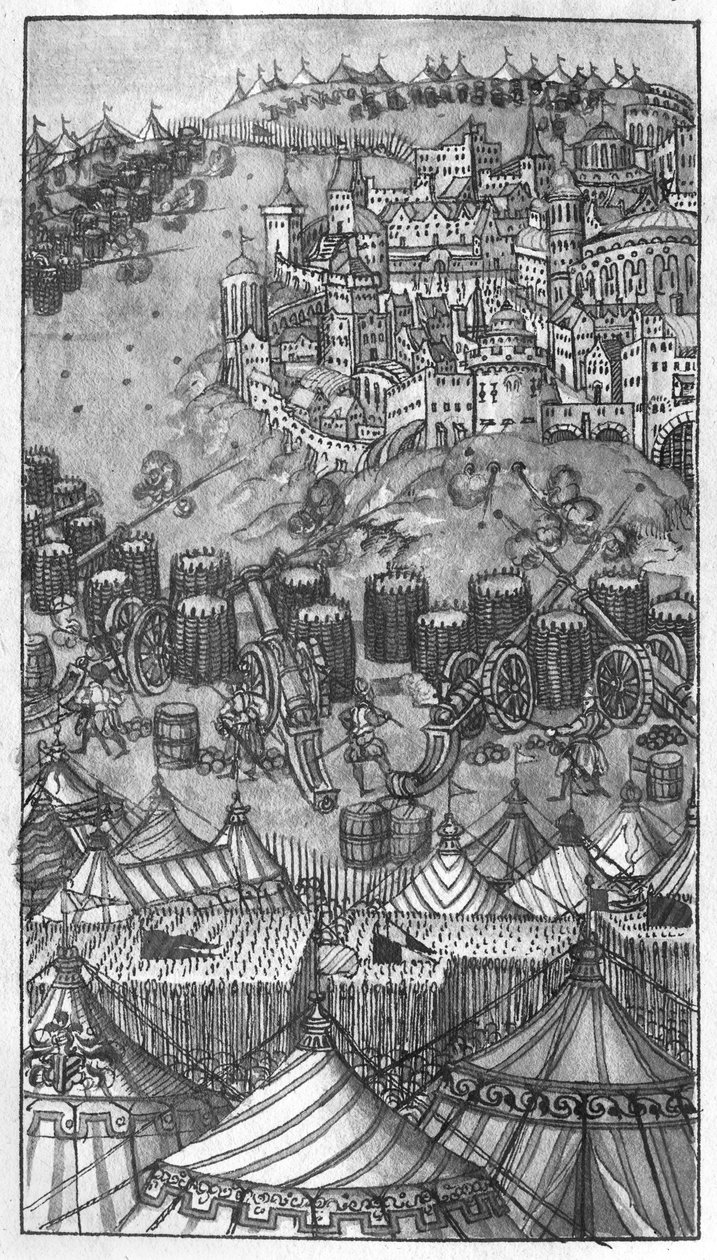 Ataque a una ciudad fortificada, ilustración de 
