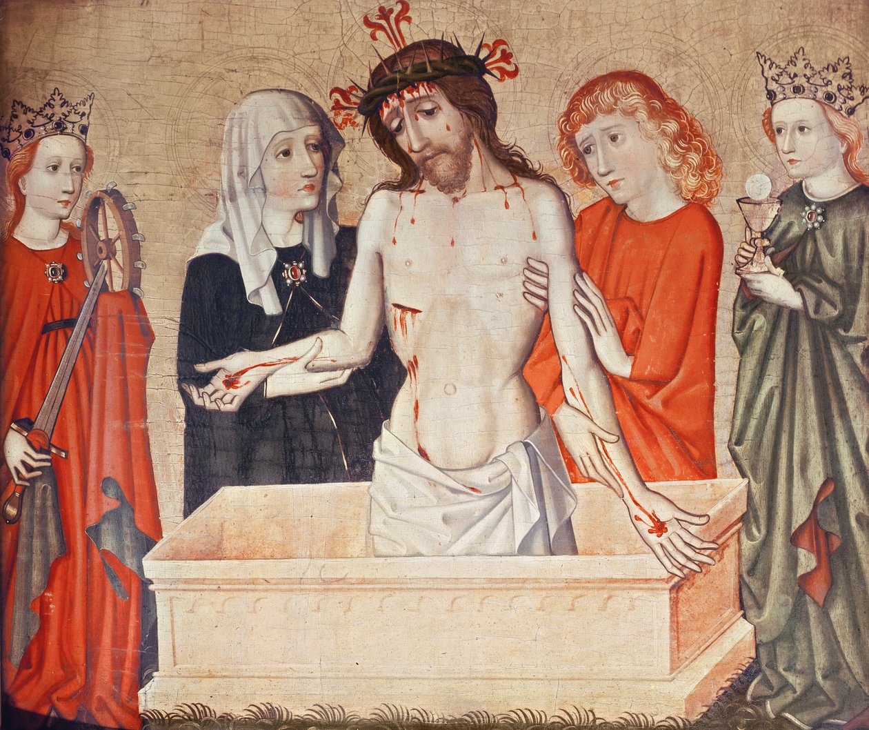 Cristo en el sepulcro, sostenido por su Madre y San Juan de German School