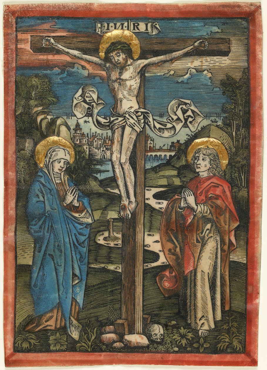 Cristo en la Cruz con María y San Juan, del Missale Defunctorum, c.1499 de German School