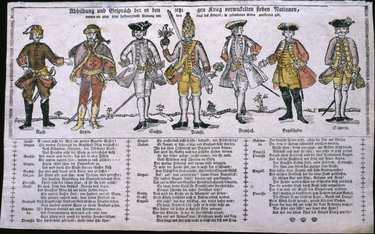 Copia y discusión de las naciones actualmente en guerra, c.1760 de German School