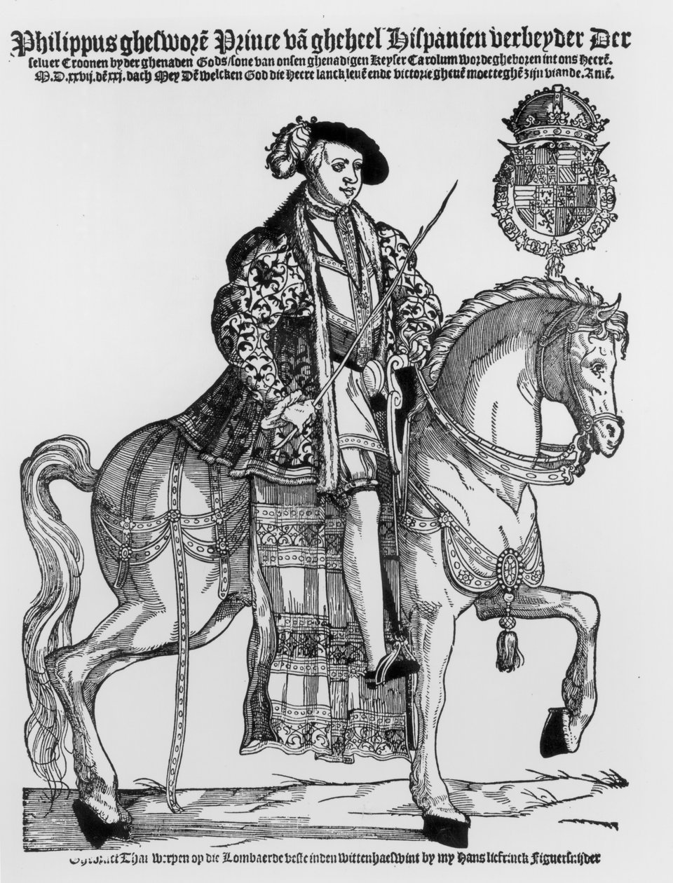 Retrato Ecuestre de Felipe II (1527-98) de España de German School