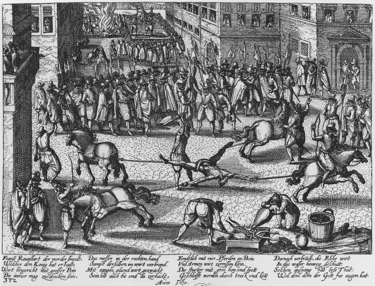 Ejecución de François Ravaillac, el asesino del Rey Enrique IV, 1610 de German School
