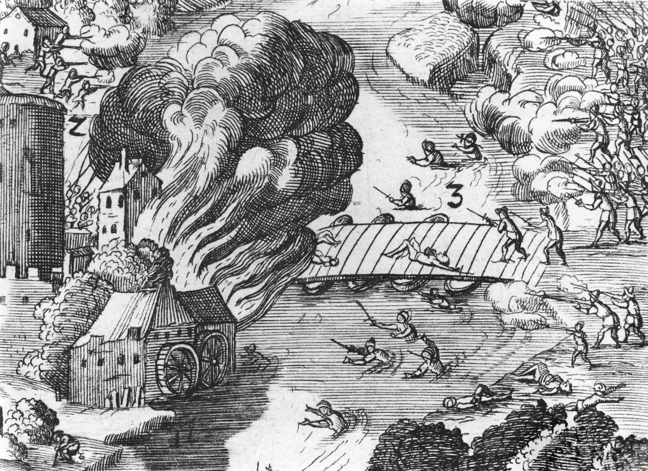 Vista general de la batalla de Mühlberg, detalle, 24 de abril de 1547 de German School