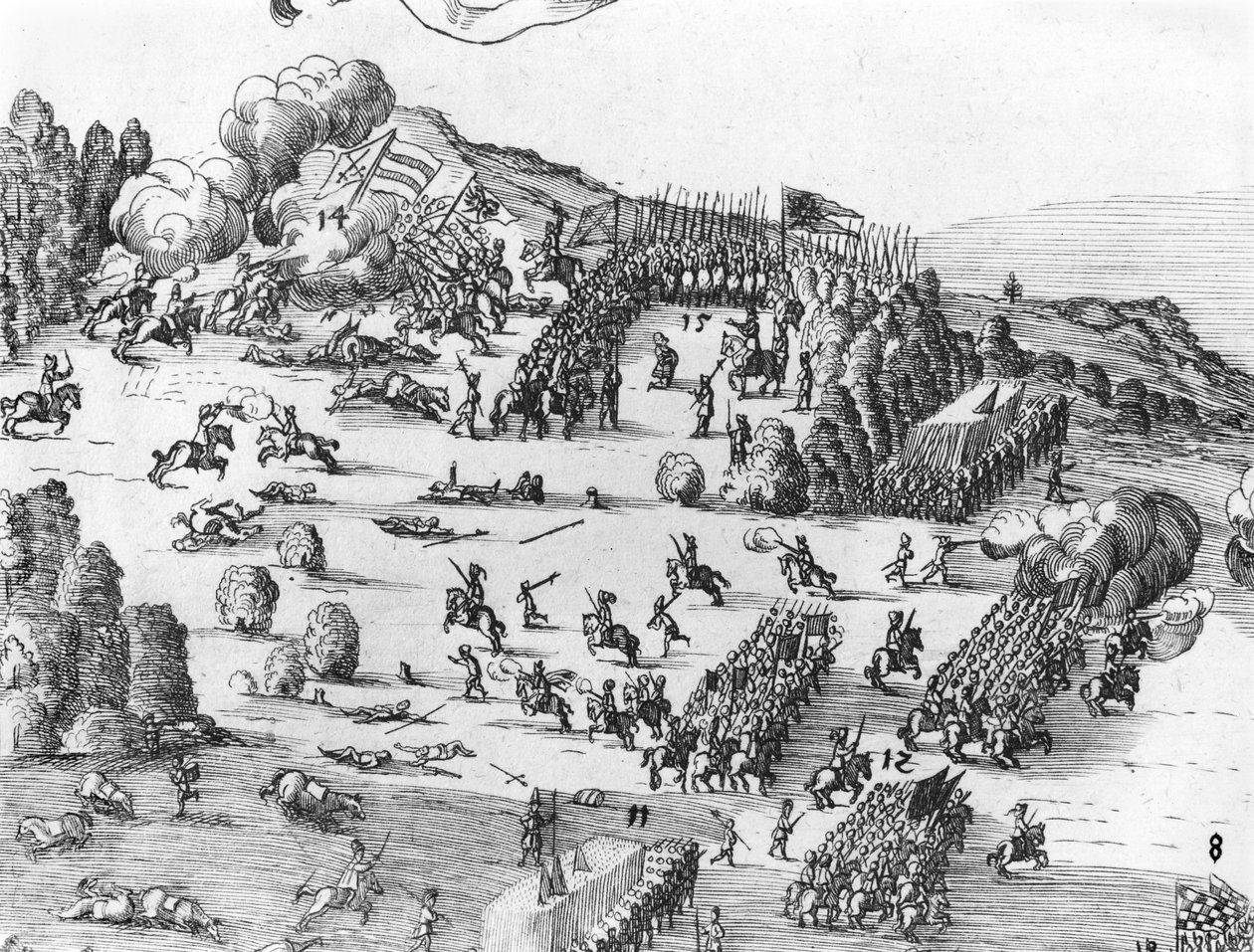 Vista general de la batalla de Mühlberg, detalle, 24 de abril de 1547 de German School