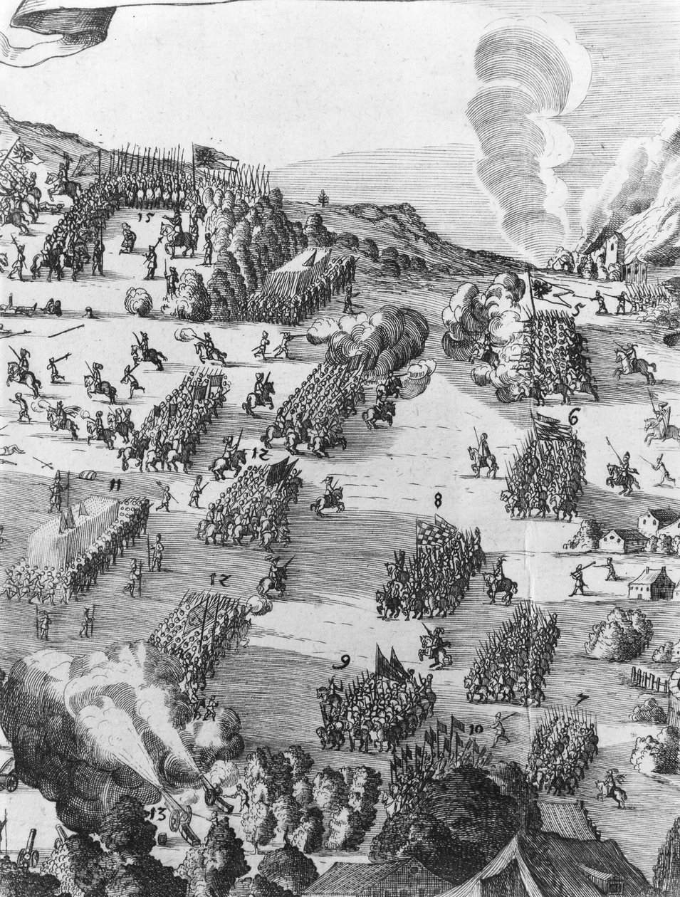 Vista General de la Batalla de Mühlberg, detalle, 24 de abril de 1547 de German School