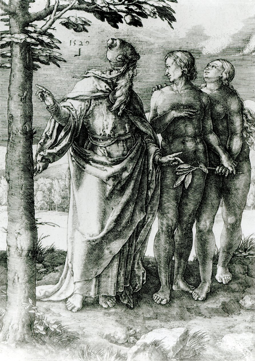 Dios muestra a Adán y Eva el Árbol de la Vida en el Jardín del Edén, 1529 de German School