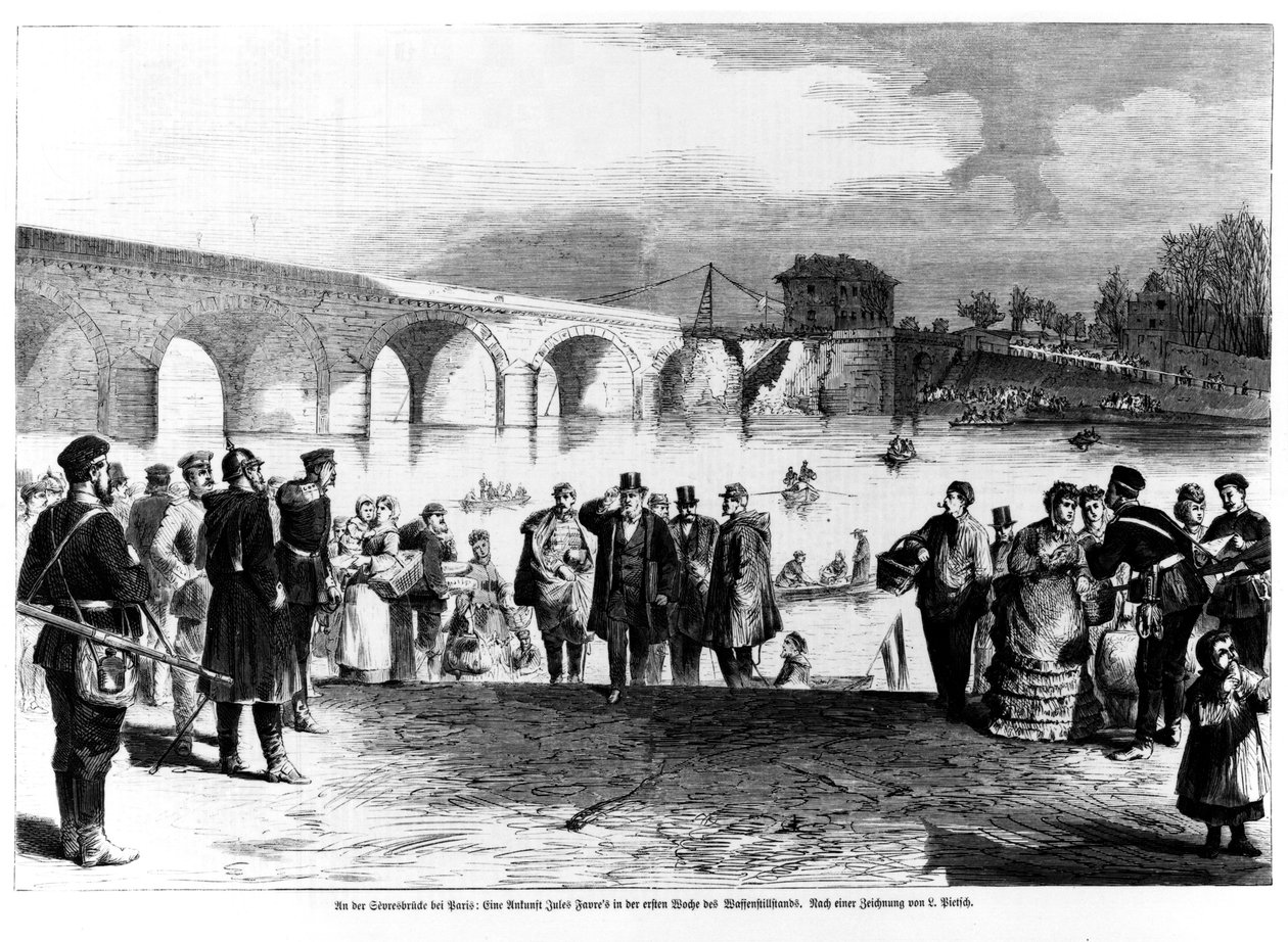 Jules Favre (1809-80) llegando al Puente de Sèvres, ilustración de 