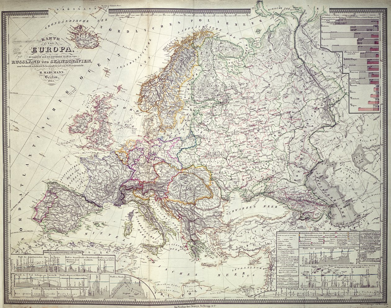 Mapa de Europa, 1841 de German School