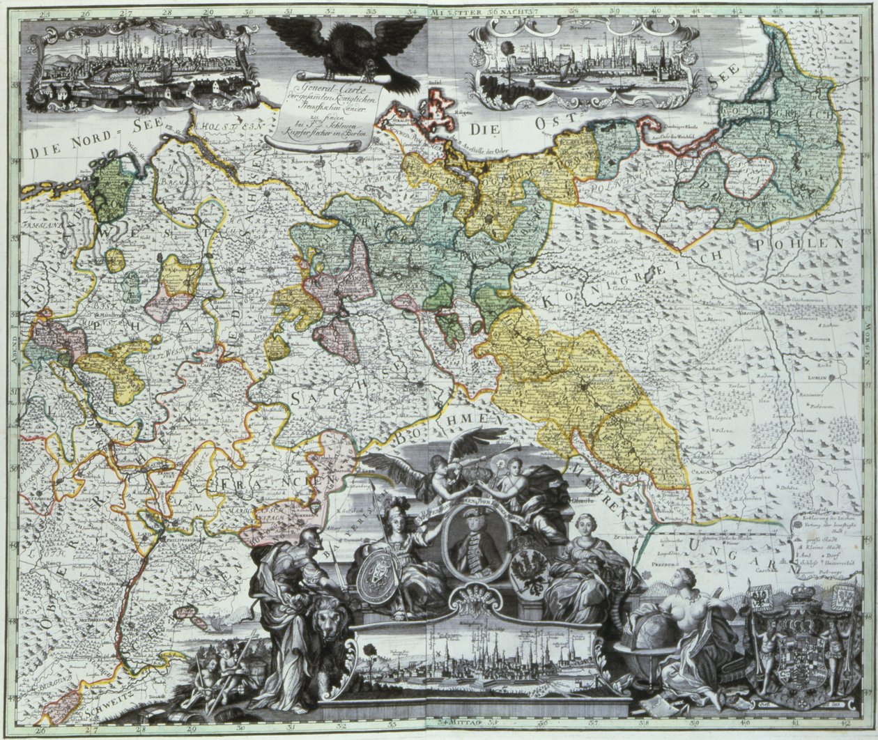 Hoja maestra de los países soberanos prusianos, c.1765 de German School