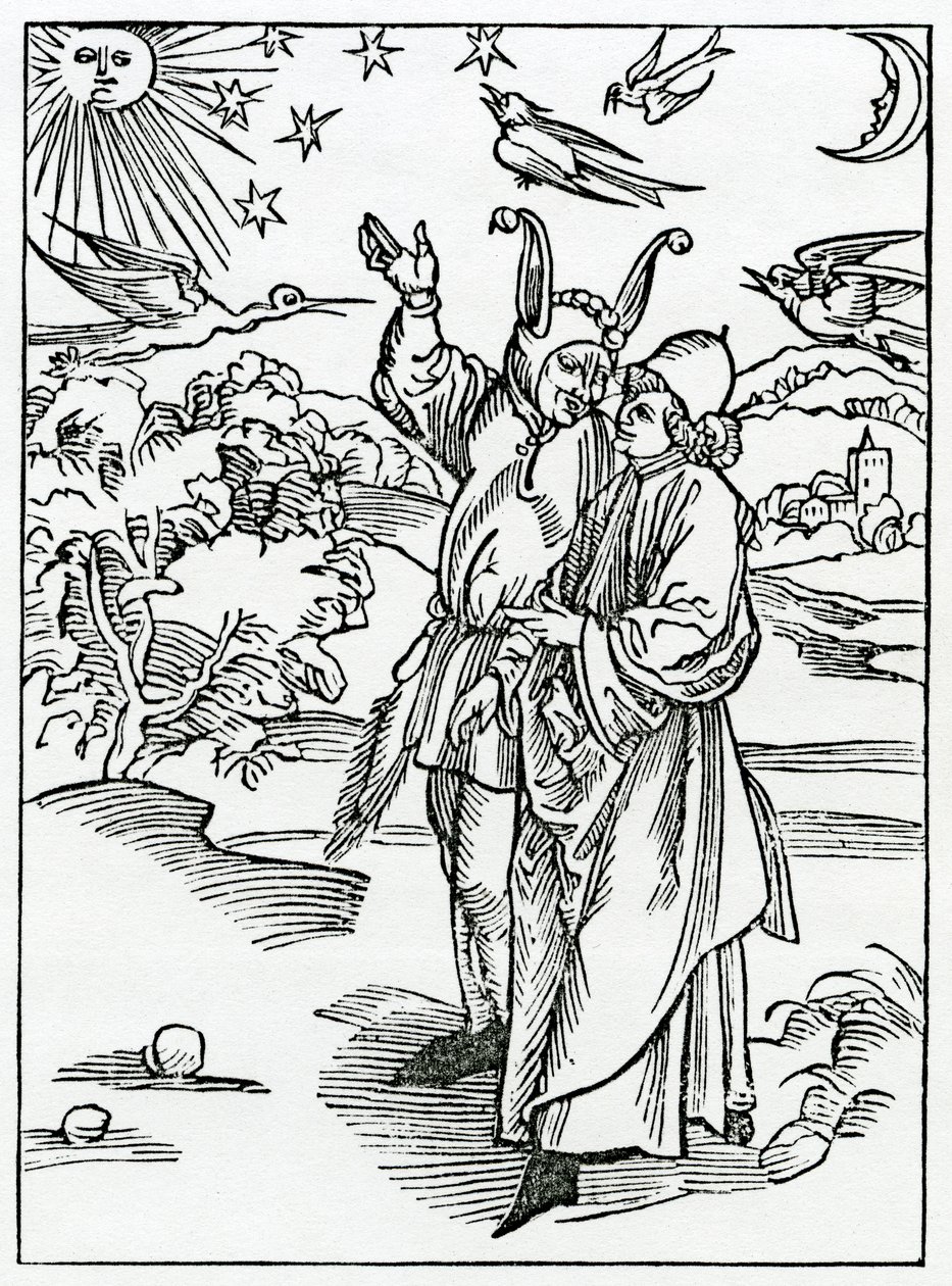 De la vana cura de la Astronomía, ilustración de la traducción al inglés de Alexander Barclay de 
