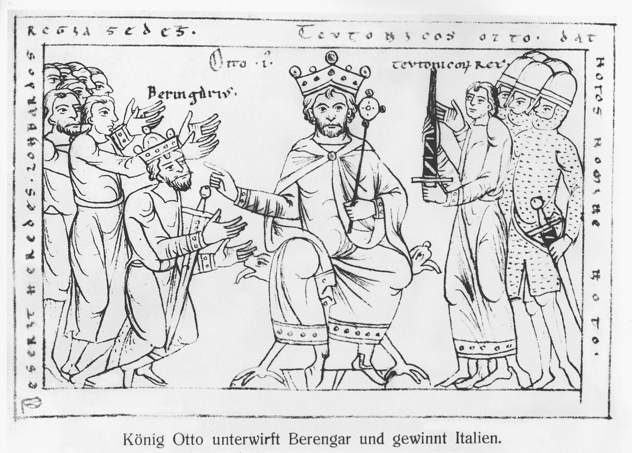 Otto I sometiéndose a Berenger II y el triunfo de Italia, de 