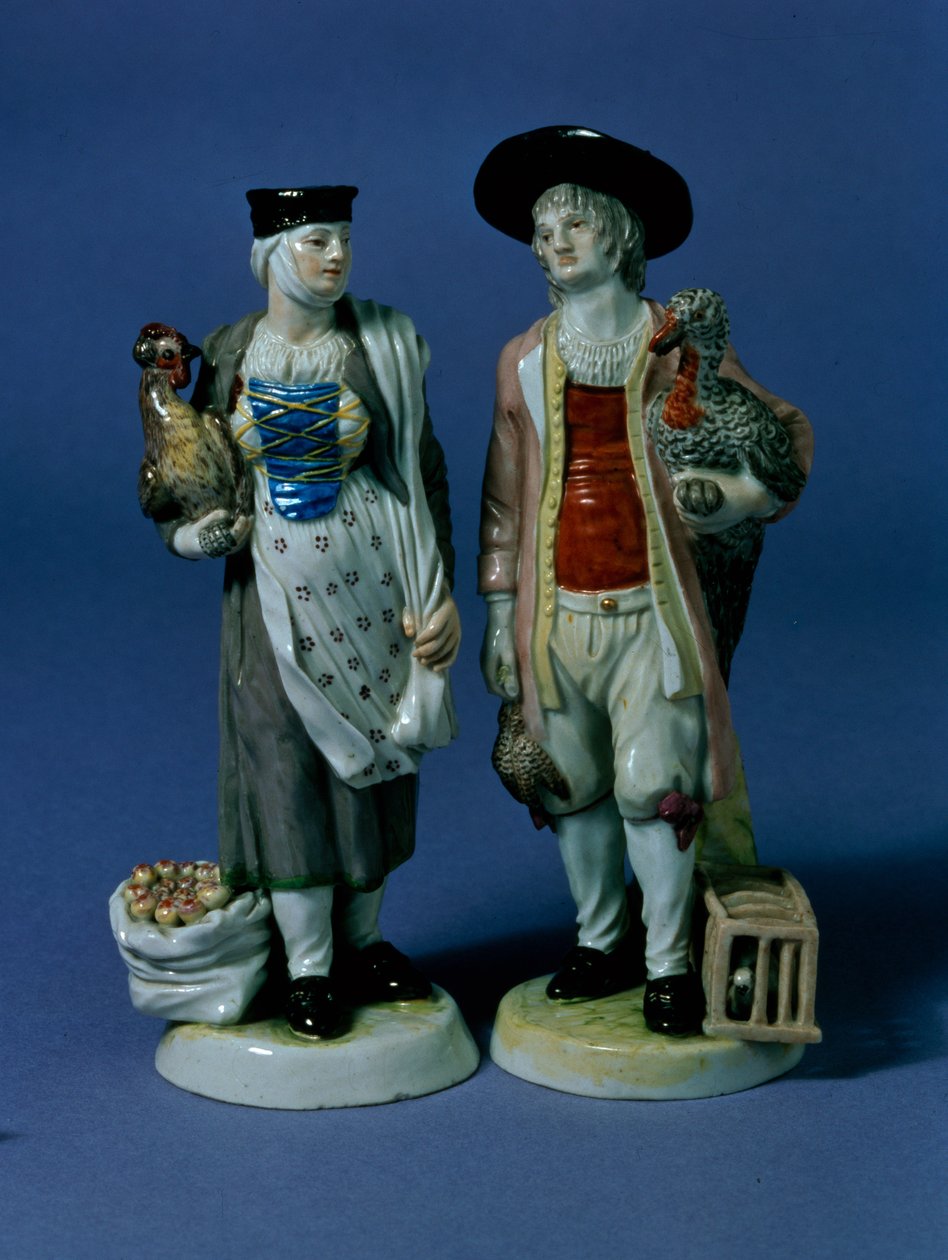 Par de vendedores de pavos, posiblemente modelados por Jean-Jacob Louis (1703-72), Ludwigsburg, c.1765 de German School