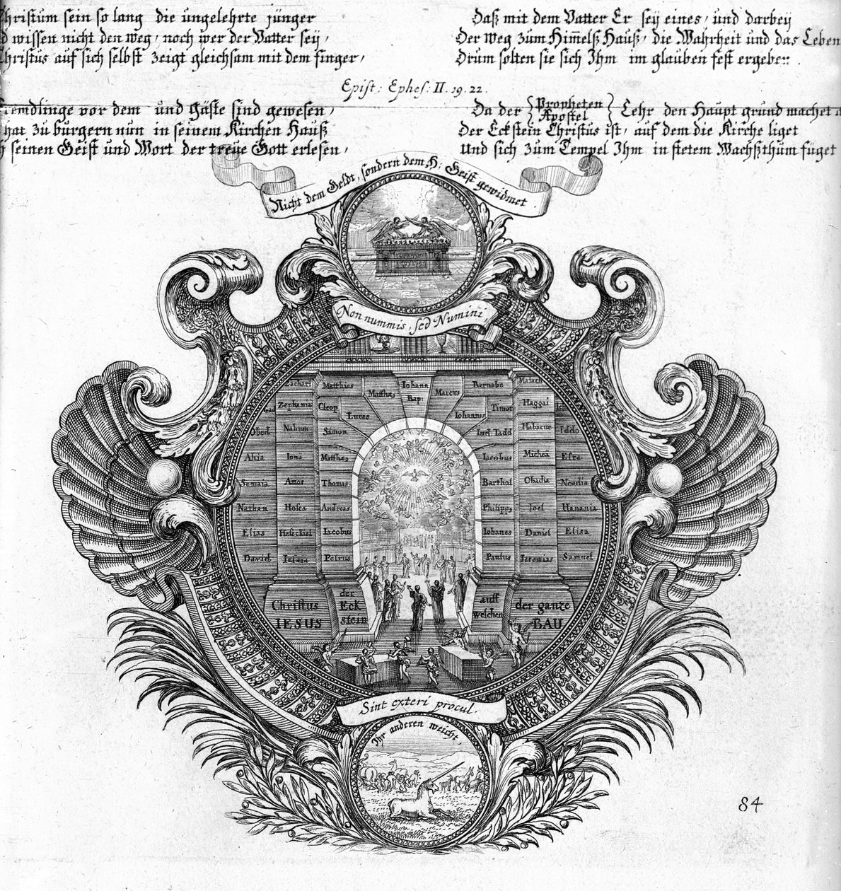 Representación pictórica de la Epístola de San Pablo a los Efesios 2. 19-22 de German School
