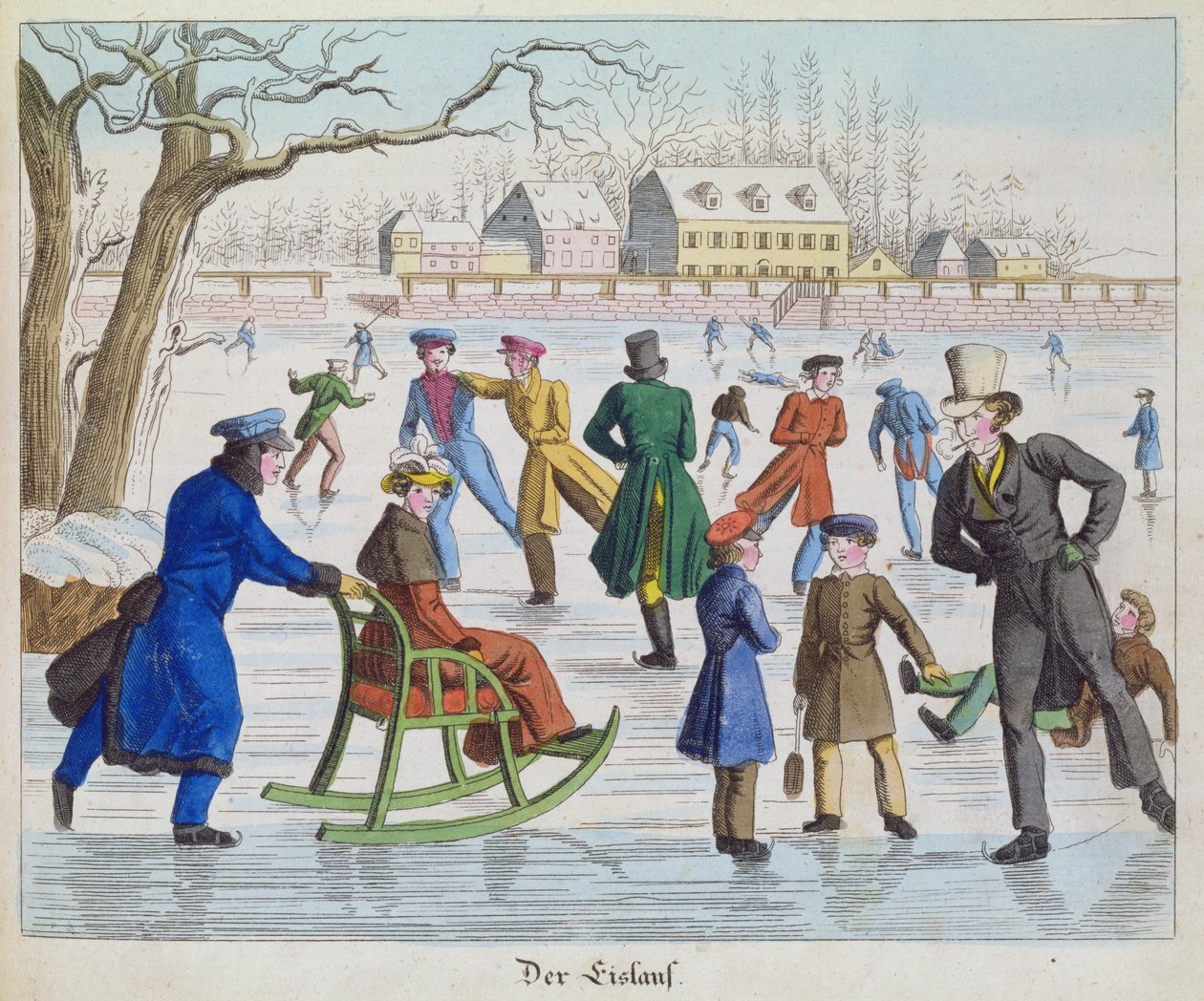 Escena de patinaje, 1832 de German School