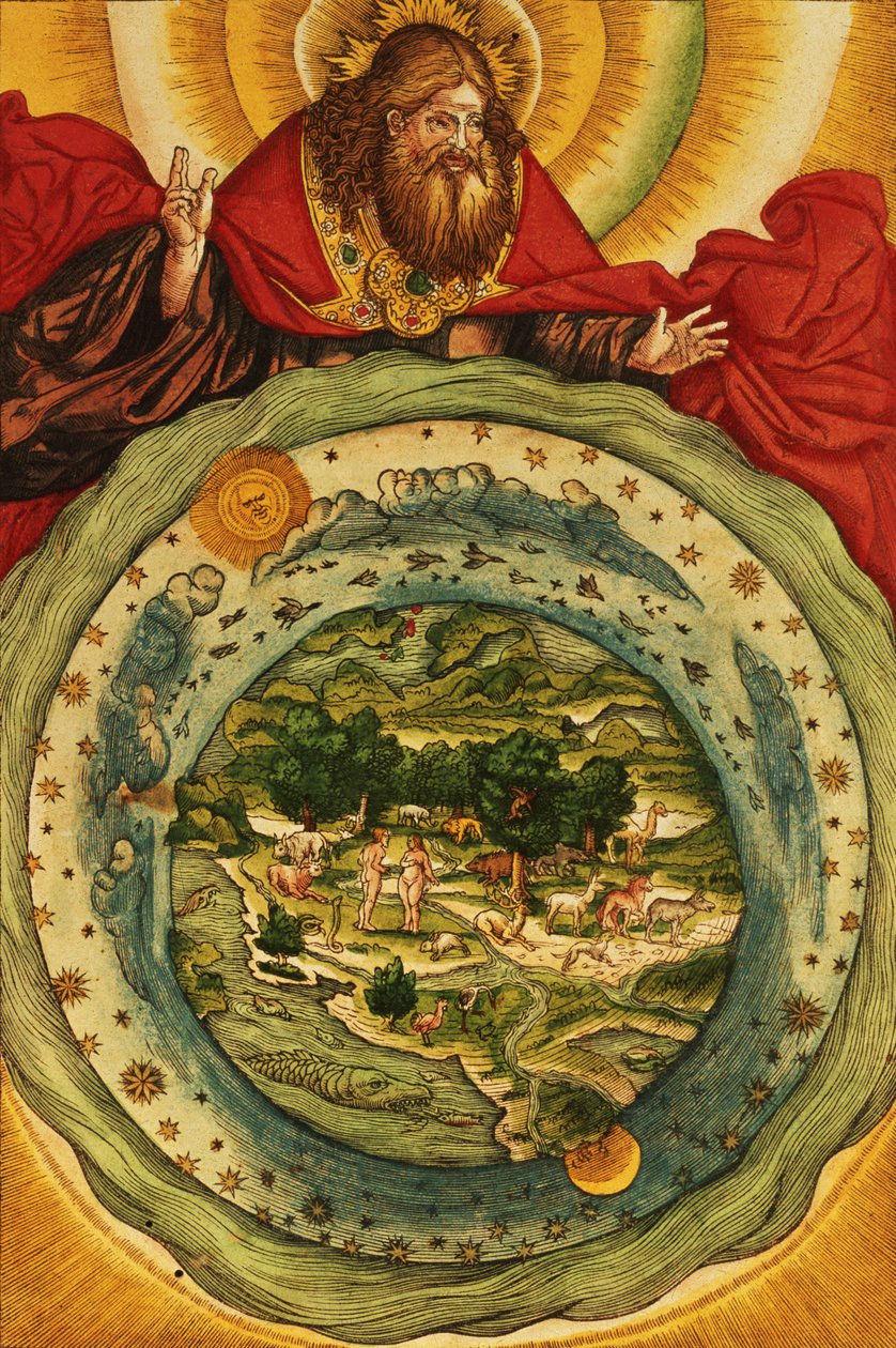 La creación, de la Biblia de Lutero, c.1530 de German School