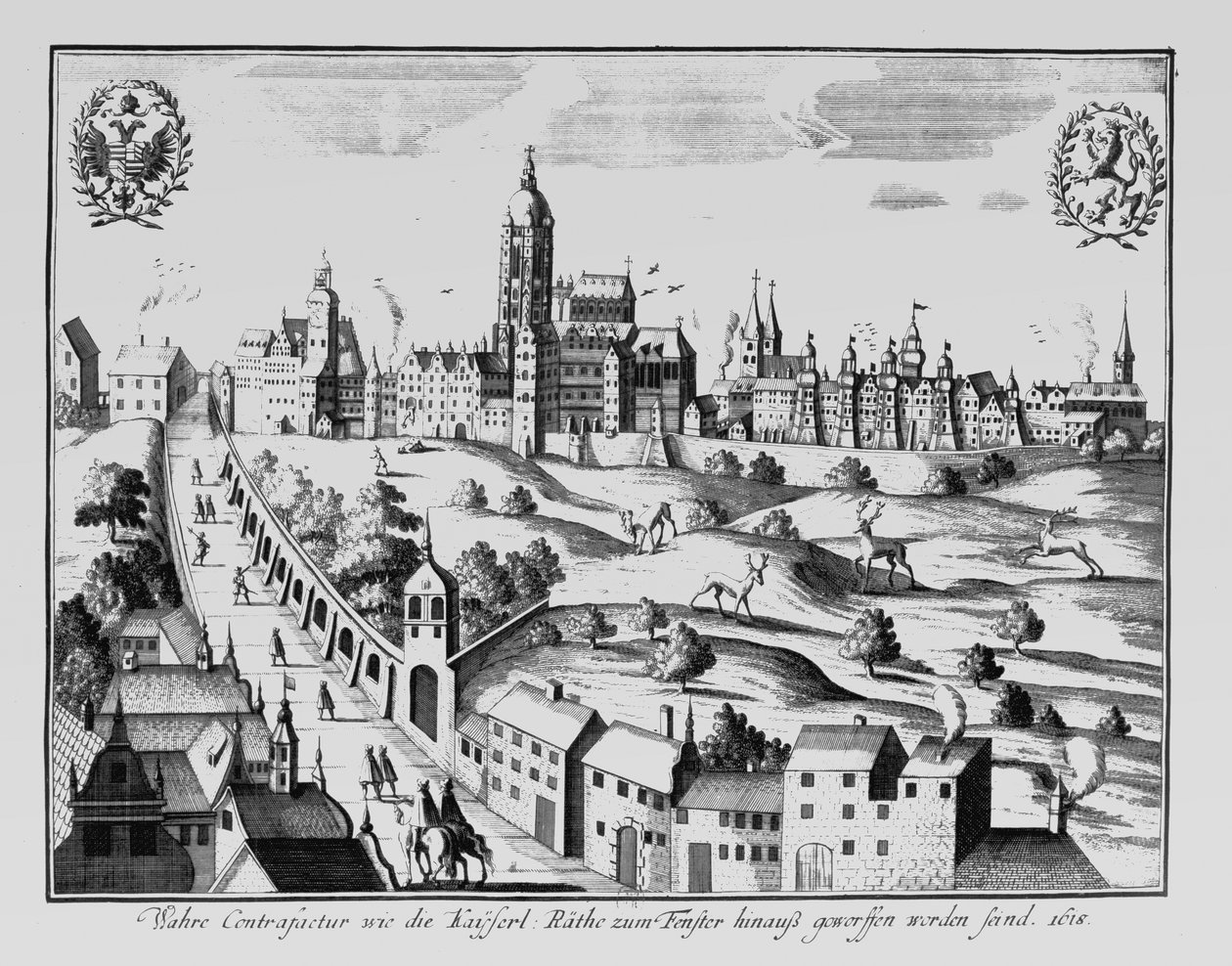 La Defenestración de Praga, 3 de agosto de 1618 de German School