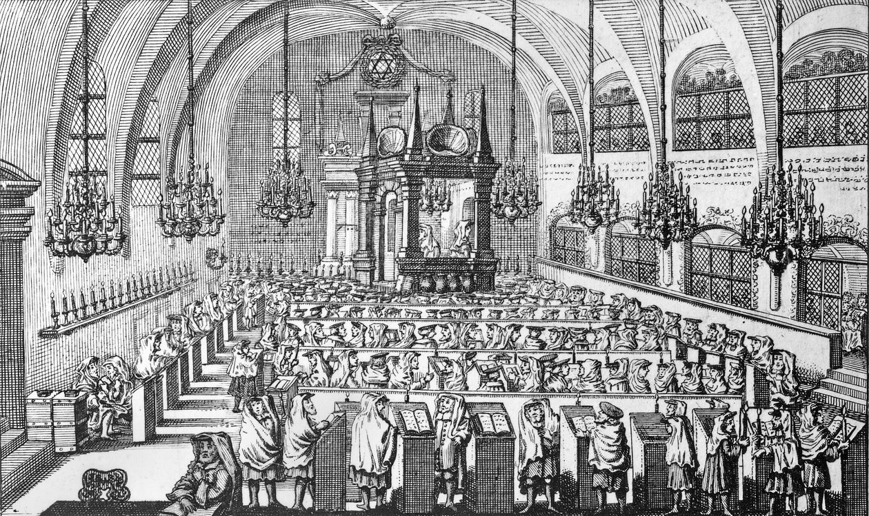 La reunión en la sinagoga, 1705 de German School