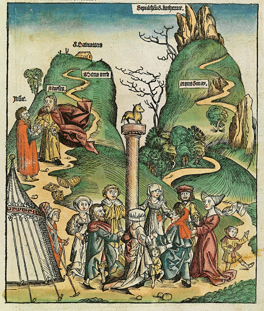 El becerro de oro, publicado en la Crónica de Núremberg, 1493 de German School