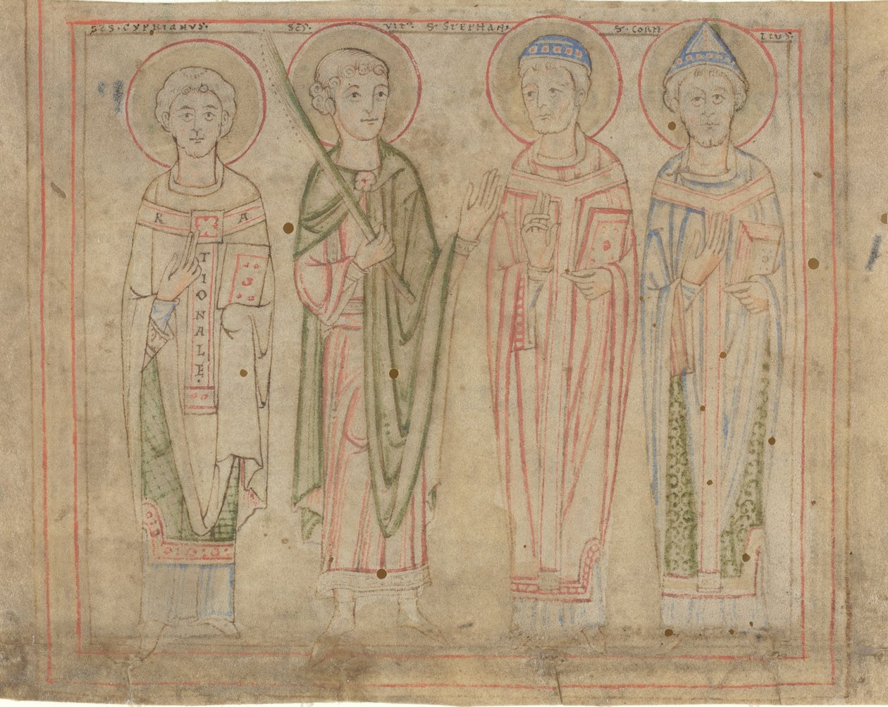 Santos Cipriano, Vito, Esteban y Cornelio de German 12th Century