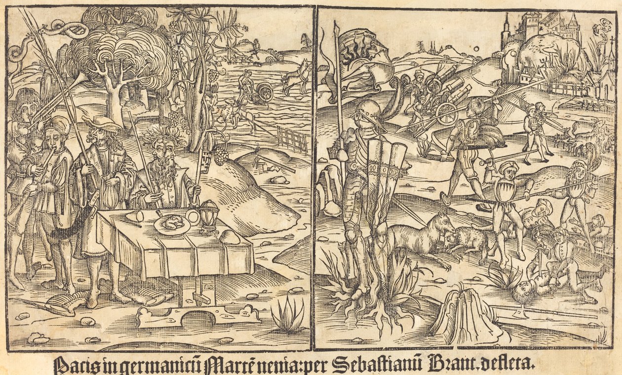 Alegoría de la guerra y la paz de German 15th Century