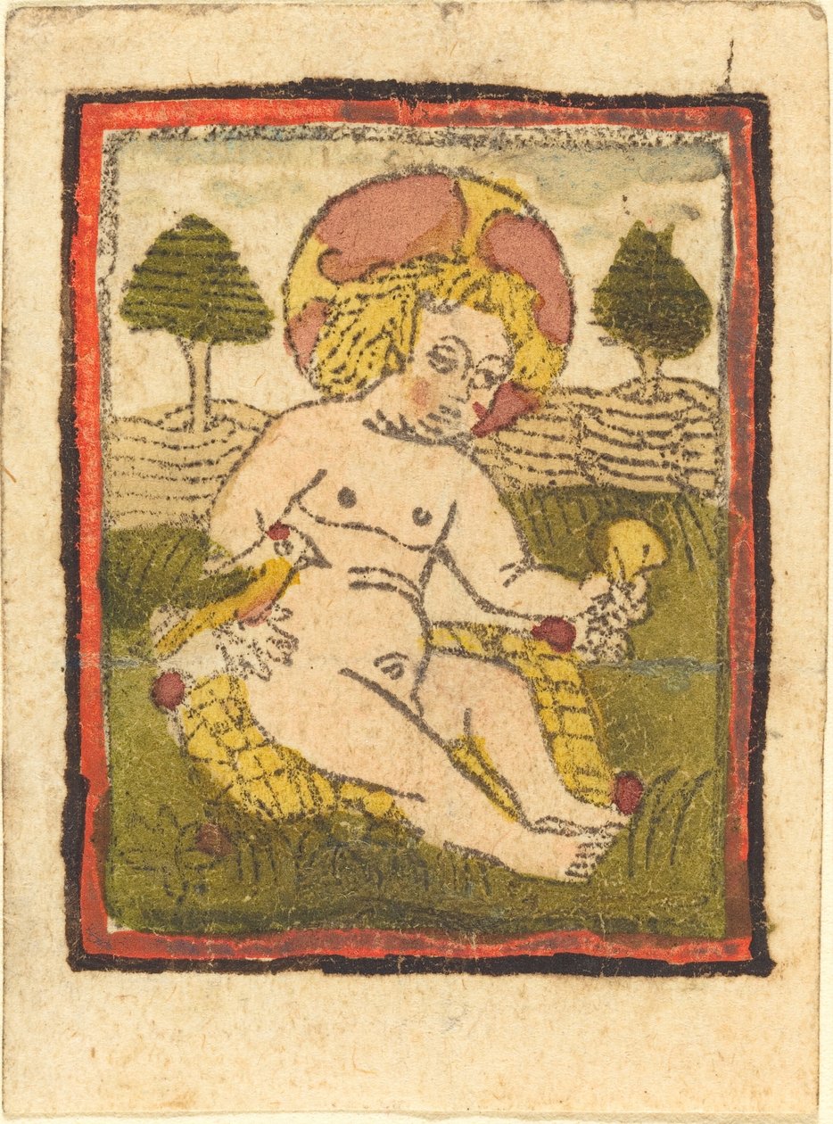 Niño Jesús con Pájaro de German 15th Century