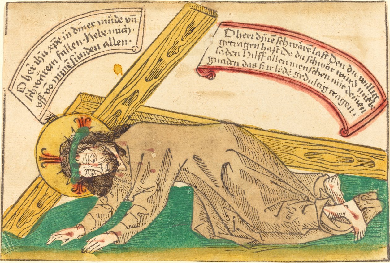 Cristo Cayendo Bajo el Peso de la Cruz de German 15th Century