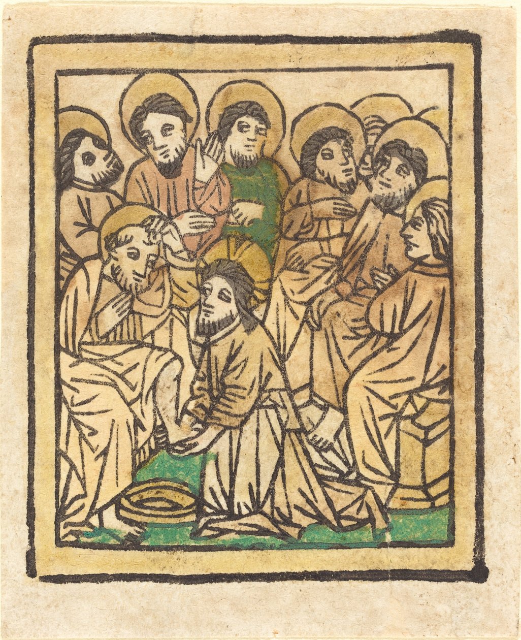 Cristo lavando los pies de los apóstoles de German 15th Century