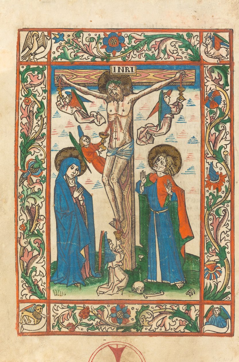 Cristo en la cruz con ángeles de German 15th Century