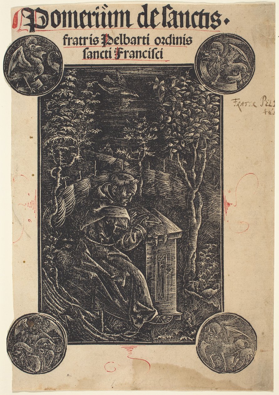 Franciscano, Pelbartus de Temesvar, en un Jardín de German 15th Century