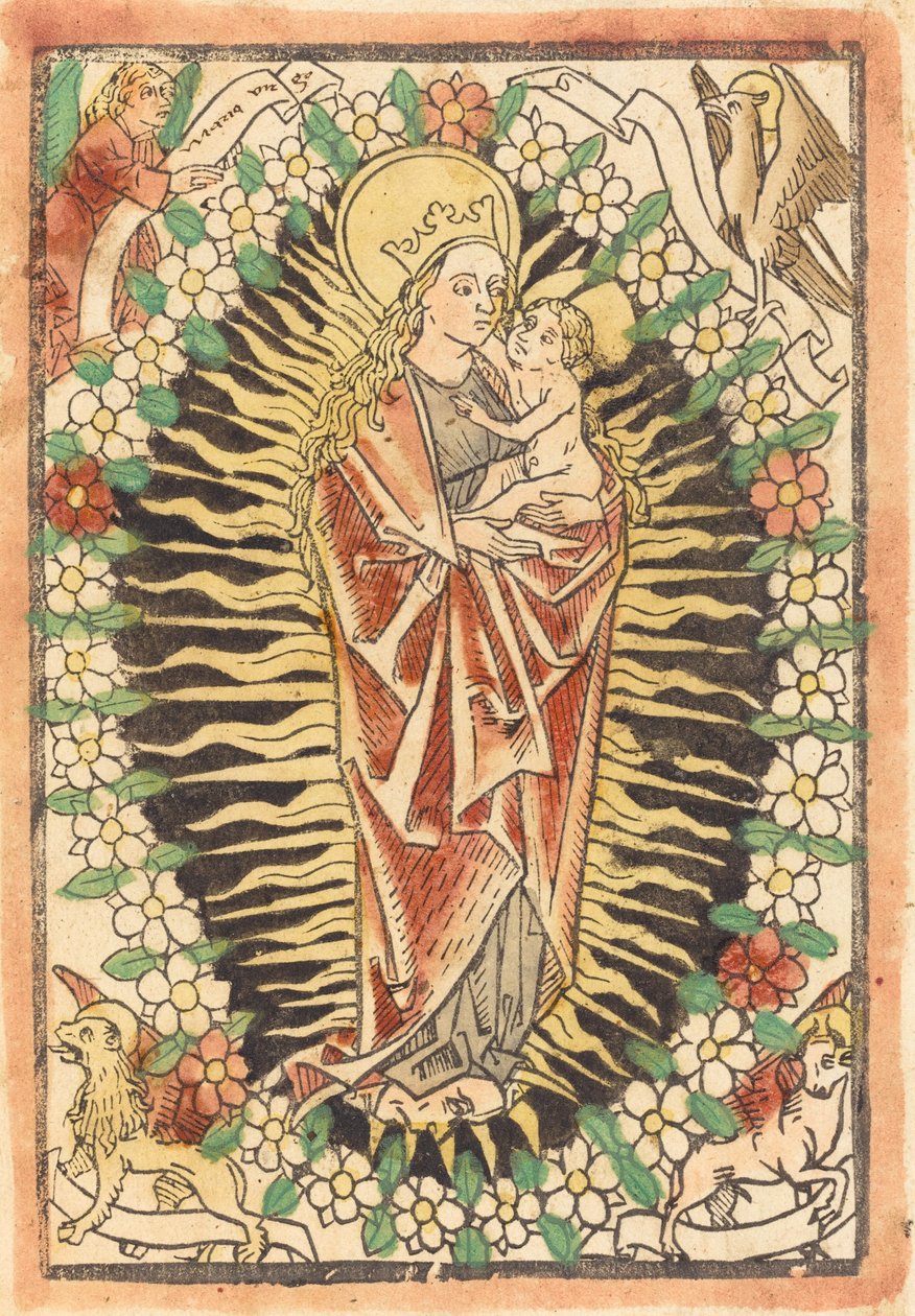 Madonna y Niño en un Rosario de German 15th Century
