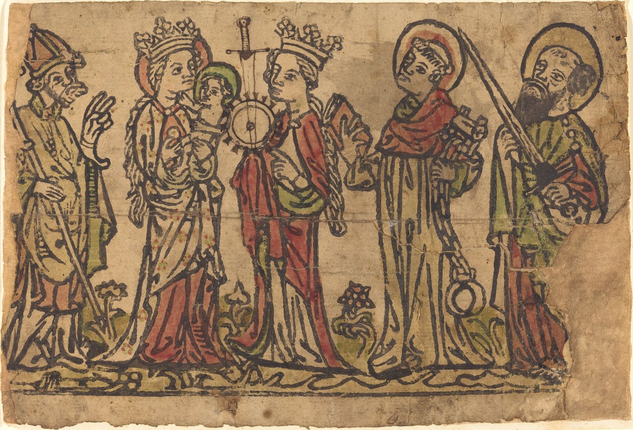 Madonna y el niño con cuatro santos de German 15th Century