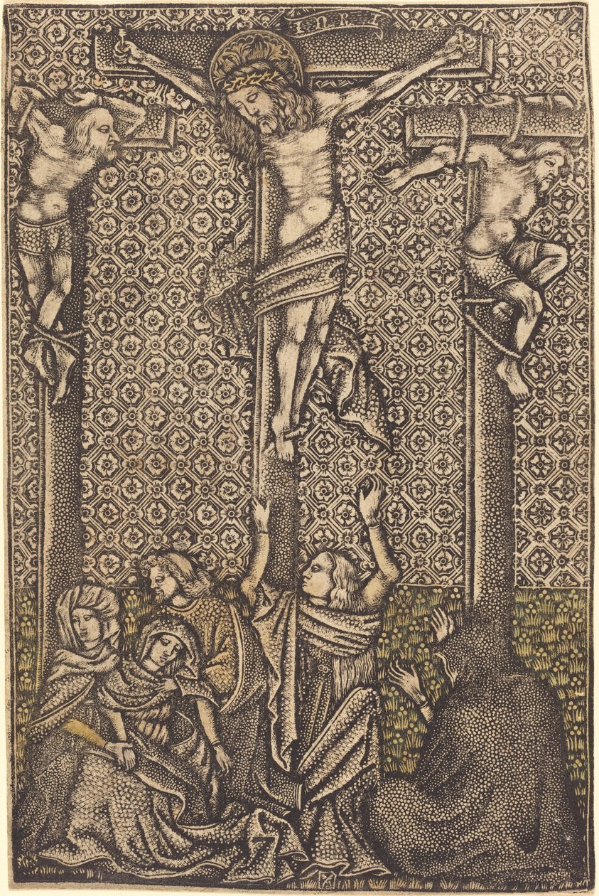 La Crucifixión de German 15th Century or Master with the Crossed Clubs