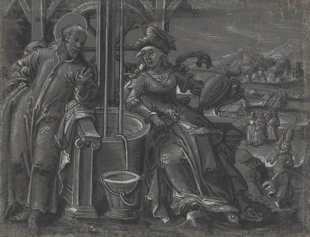Cristo y la Mujer de Samaria de German 16th Century