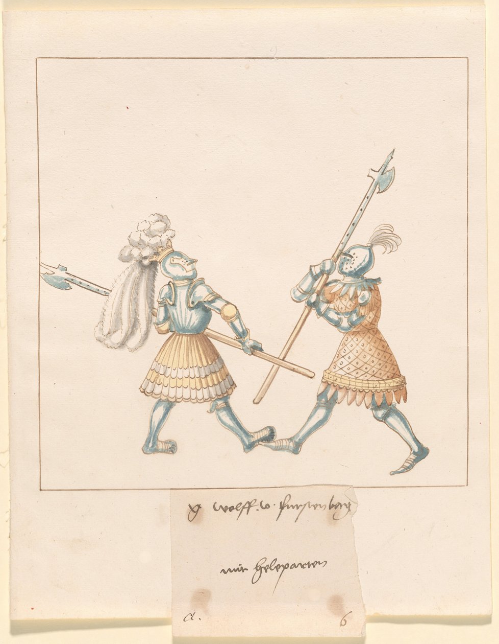 Freydal, El libro de justas y torneos del emperador Maximiliano I: Combates a pie (Justas)(Volumen III): G. Wolf von Fürstenberg mit Heleparten, Plato 141 de German 16th Century