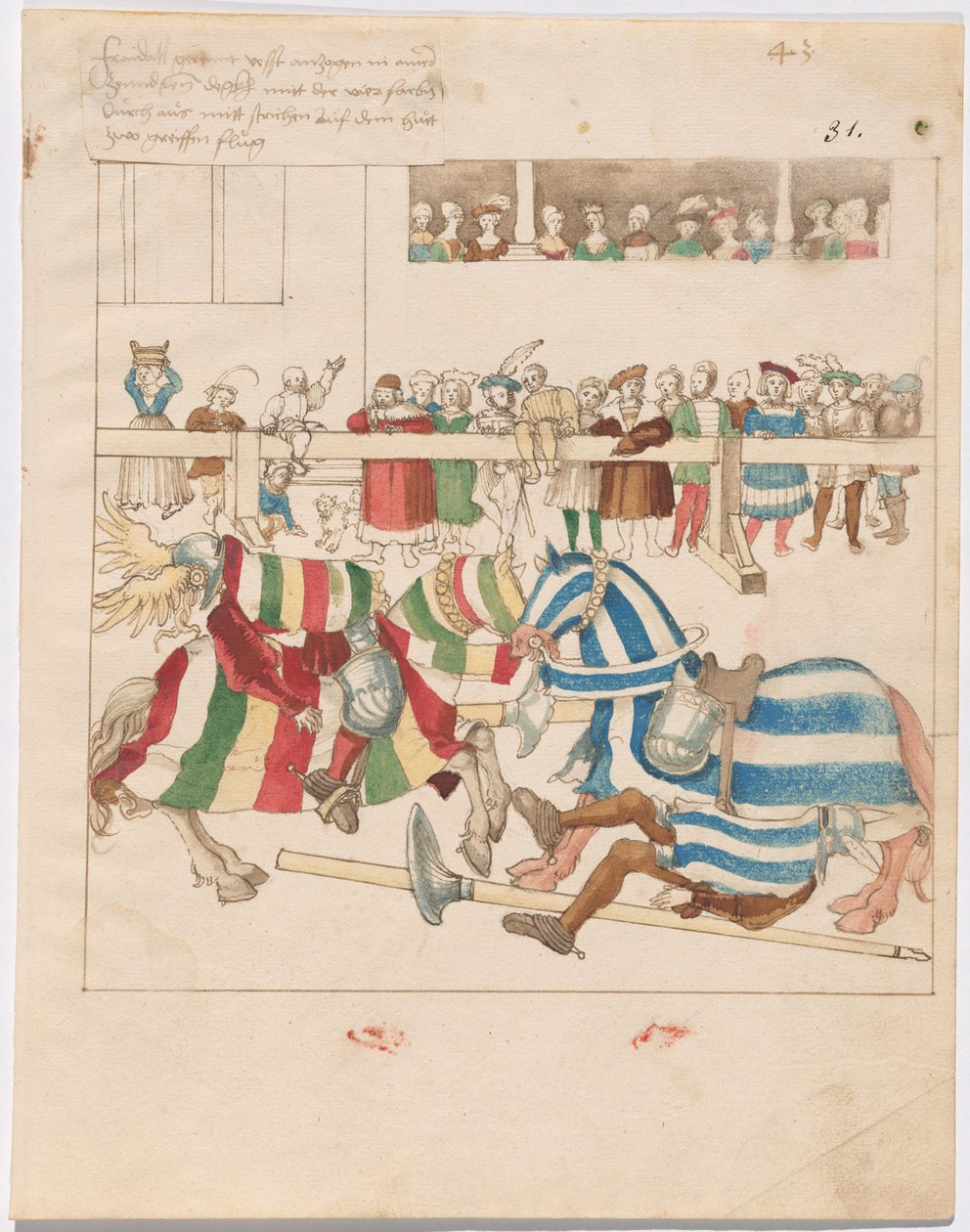Justa simulada de guerra con escudos fijos de German 16th Century